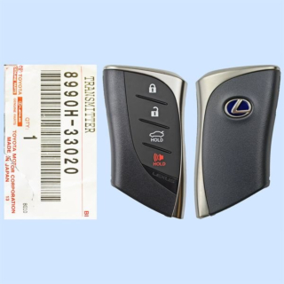 *NEW OEM* 2018 - 2020 Lexus HYBRID 4 Button Smart Remote w/ Trunk - Emergency Key Included - HYQ14FBF: 8990H-33020, Blue Logo