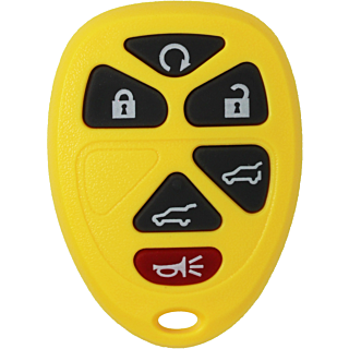 *SHELL & PAD ONLY* GM 6 Button Keyless Entry Remote Casing - Yellow - OUC60270, OUC60221