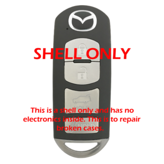 *SHELL, PAD, & INSERT KEY ONLY* Mazda 4 Button Smart Remote Casing w/ Hatch - WAZX1T763SKE11A04, WAZSKE13D02, WAZSKE13D01- Center Battery Placement