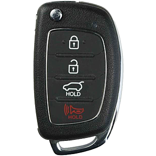 *SHELL, PAD, & UNCUT BLADE ONLY* Hyundai 4 Button Flip Remote Casing w/ Hatch - TQ8-RKE-3F04/TQ8-RKE-4F31