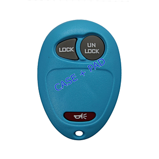 *SHELL & PAD ONLY* GM 3 Button Keyless Entry Remote Fob Casing - L2C0007T - Light Blue