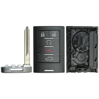 *SHELL & PAD ONLY* Cadillac 5 Button Smart Remote Casing w/ Trunk - FOR STANDARD BLADE EKEYS ONLY - M3N5WY7777A