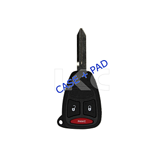 *SHELL & PAD ONLY* Chrysler Dodge Jeep 3 Button Remote Head Key Casing - KOBDT04A
