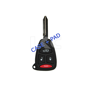 *SHELL & PAD ONLY* Chrysler Dodge Jeep 4 Button Remote Head Key Casing - KOBDT04A