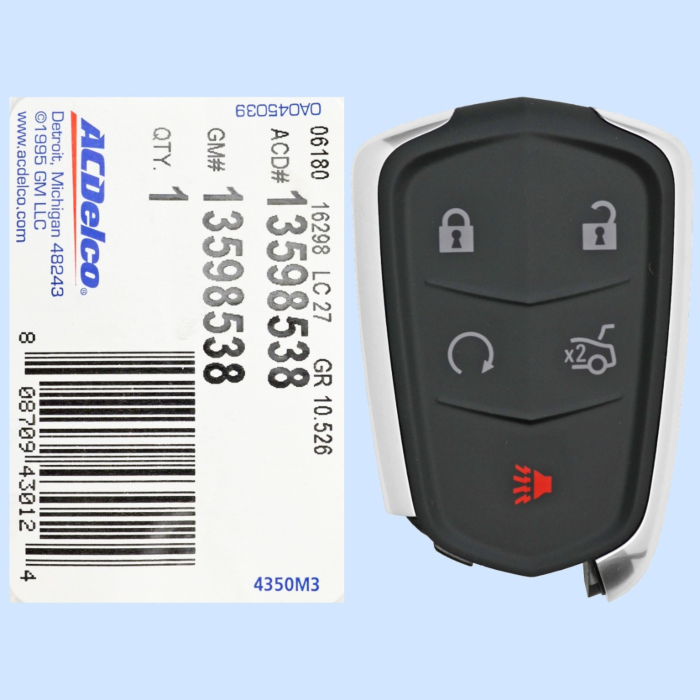 *NEW OEM* 2016 - 2020 Cadillac CT6 5 Button Smart Remote - Emergency Key Included - 433Mhz - HYQ2EB-1