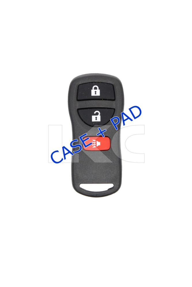 *NEW SHELL & PAD ONLY* Nissan & Infiniti 3 Button Keyless Entry Remote Casing - KBRASTU15-1