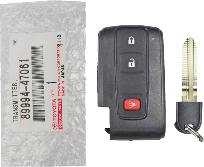 2004 - 2009 NEW OEM Toyota Prius 3 Button Smart Key - Emergency key included - MOZB31EG - Silver logo-1
