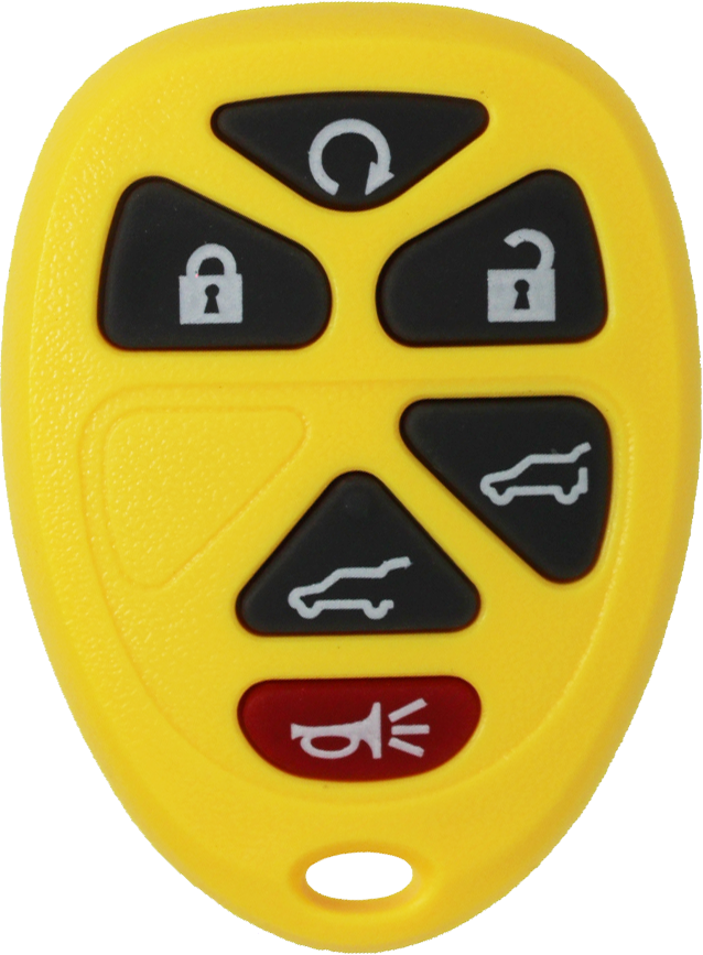 *SHELL & PAD ONLY* GM 6 Button Keyless Entry Remote Casing - Yellow - OUC60270, OUC60221-1