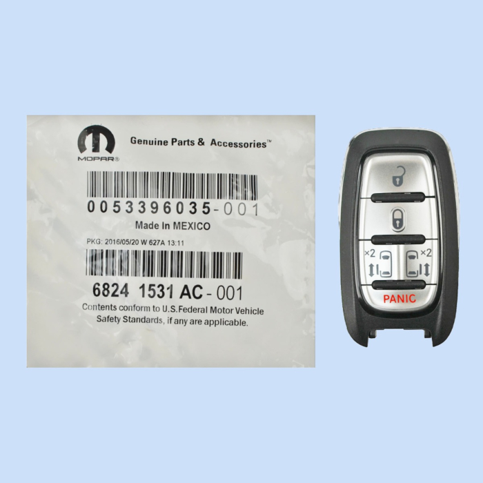 *NEW OEM* 2017 - 2021 Chrysler Pacifica 5 Button Smart Remote w/ Sliding Doors - WITHOUT Key Sense - Emergency Key Included - M3N-97395900-1