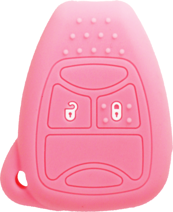 *PROTECT YOUR REMOTE* Chrysler/Dodge/Jeep 3 Button Remote Head Key Silicone Cover - Pink-1