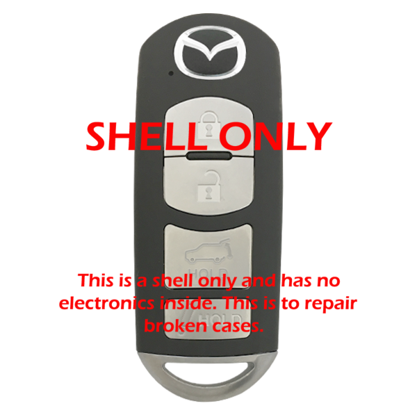 *SHELL, PAD, & INSERT KEY ONLY* Mazda 4 Button Smart Remote Casing w/ Hatch - WAZX1T763SKE11A04, WAZSKE13D02, WAZSKE13D01- Center Battery Placement-1