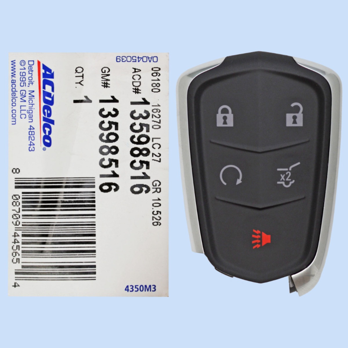 *NEW OEM* 2017 - 2020 Cadillac 5 Button Smart Remote w/ Hatch - Emergency Key Included - 433Mhz - HYQ2EB-1