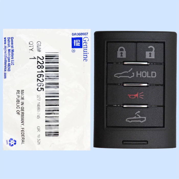 *NEW OEM* 2014 - 2016 Chevrolet Corvette 5 Button Smart Remote - Emergency key included - G09C04EEC4P-2