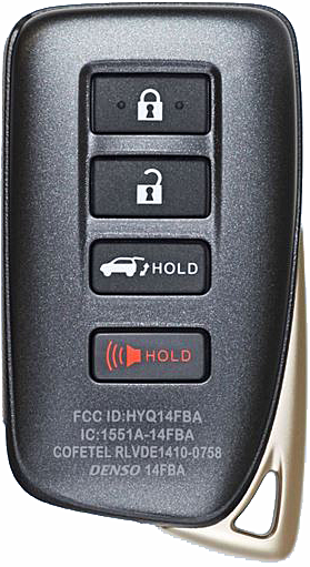 2015 - 2020 Lexus 4 Button Smart Remote w/ Hatch - Emergency Key Included - HYQ14FBA - A/G Board-1