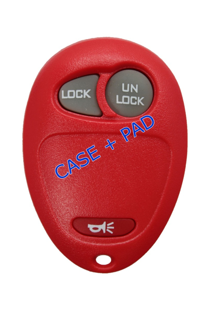 *SHELL & PAD ONLY* GM 3 Button Keyless Entry Remote Fob Casing - L2C0007T - Red-1