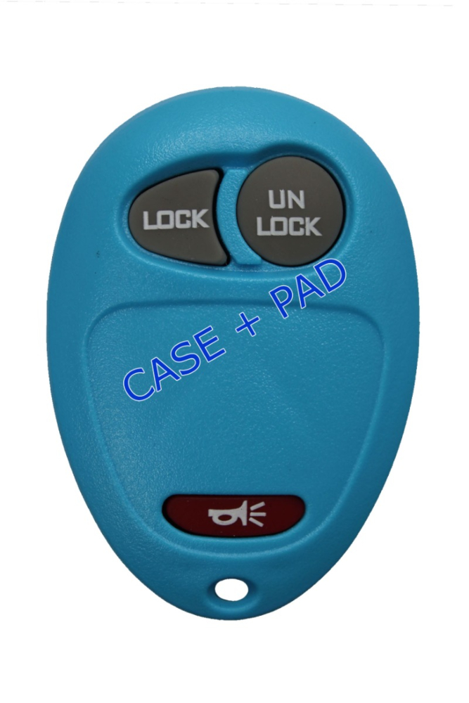 *SHELL & PAD ONLY* GM 3 Button Keyless Entry Remote Fob Casing - L2C0007T - Light Blue-1