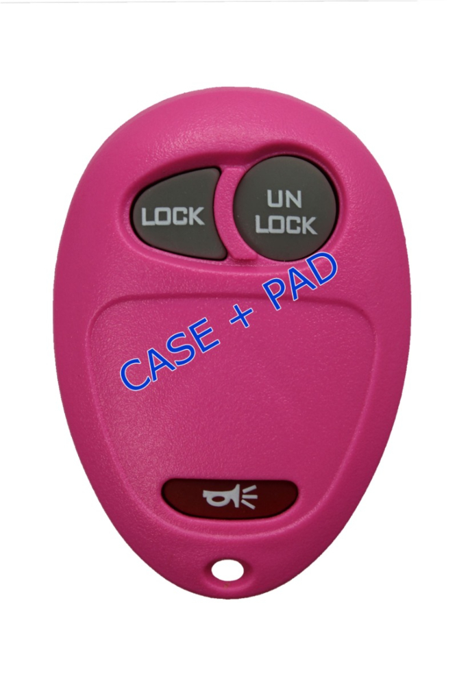 *SHELL & PAD ONLY* GM 3 Button Keyless Entry Remote Fob Casing - L2C0007T - Pink-1