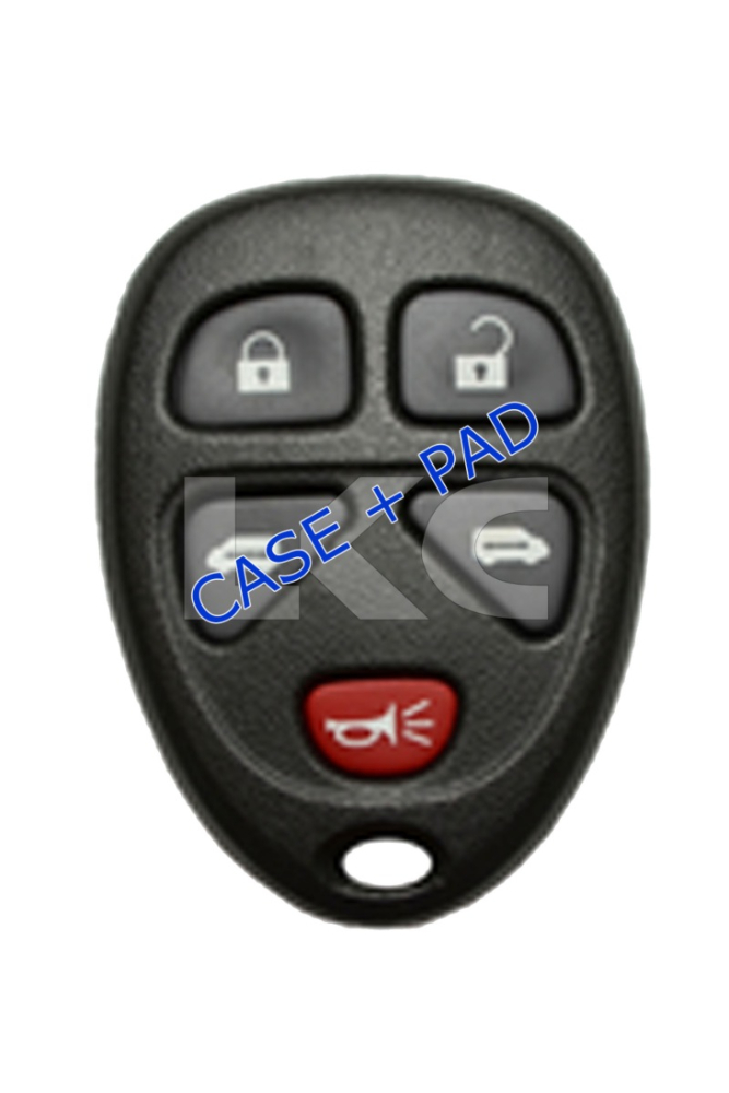 *SHELL & PAD ONLY* GM 5 Button Keyless Entry Remote Fob Casing w/ Duel Sliding Doors - KOBGT04A-1