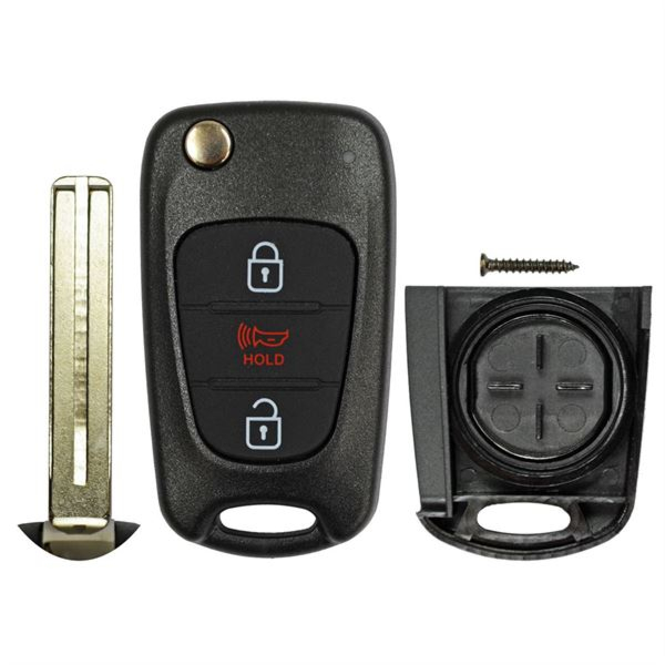 *SHELL, PAD & BLADE ONLY* Kia 3 Button Flip Key Casing w/ High Security Blade - TQ8-RKE-3F02-1