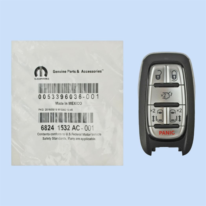 *NEW OEM* 2017 - 2021 Chrysler Pacifica 6 Button Smart Remote w/ Hatch & WITHOUT Key Sense - Emergency Key Included - M3N-97395900-1
