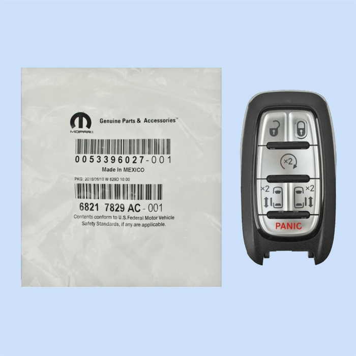 *NEW OEM* 2017 - 2021 Chrysler Pacifica 6 Button Smart Remote w/ Remote Start & WITHOUT Key Sense - Emergency Key Included - M3N-97395900-1