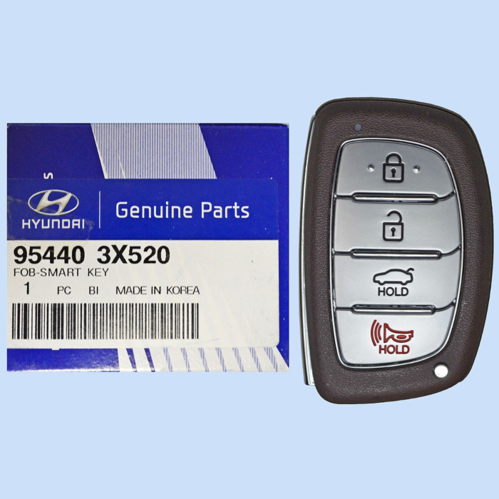*NEW OEM* 2013 - 2016 Hyundai Elantra 4 Button Smart Remote w/ Trunk - Emergency key included - SY5MDFNA433-2