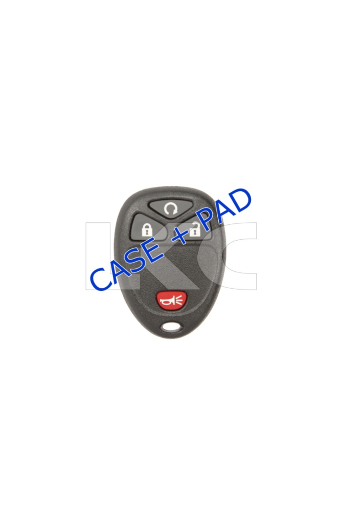 *NEW SHELL & PAD ONLY* Red GM 4 Button w/ Remote Start Keyless Entry Remote Fob Casing - Red - OUC60270, OUC60221-1