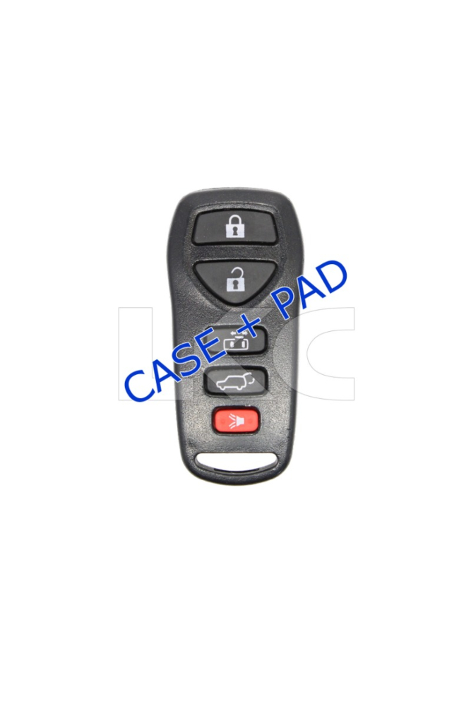 *SHELL & PAD ONLY* 2004 - 2010 Nissan Quest 5 Button Keyless Entry Remote Casing - KBRASTU51-1