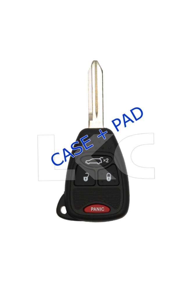 *SHELL, PAD, & BATTERY CLIP ONLY* Chrysler Dodge Jeep 4 Button Remote Head Key Casing - OHT692427AA/OHT692713AA/M3N5WY72XX-1