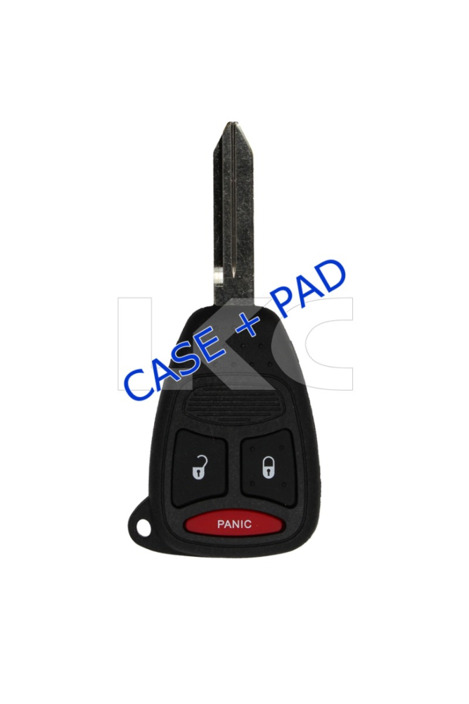 *SHELL & PAD ONLY* Chrysler Dodge Jeep 3 Button Remote Head Key Casing - KOBDT04A-1