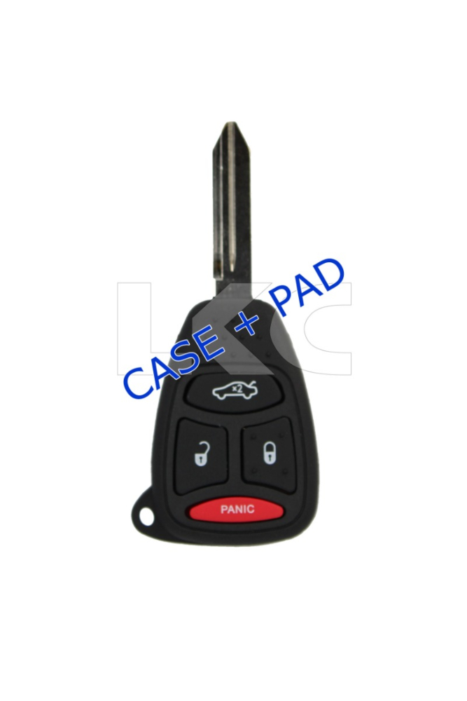 *SHELL & PAD ONLY* Chrysler Dodge Jeep 4 Button Remote Head Key Casing - KOBDT04A-1